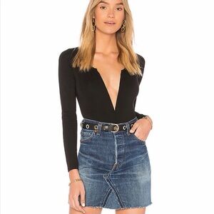 REVOLVE Black Deep V-Neck Bodysuit